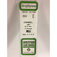  White Polystyrene Channel 0.100 x 14&quot; / 2.5mm x 36cm (4) EG263