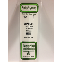White Polystyrene Channel 0.250 x 14&quot; / 6.4mm x 36cm (3)EG267