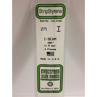  White Polystyrene I-Beam 0.060 x 14&quot; / 1.5mm x 36cm (4)  EG271