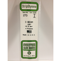White Polystyrene I-Beam 0.100 x 14&quot; / 2.5mm x 36cm (4) EG273