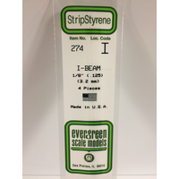  White Polystyrene I-Beam 0.125 x 14&quot; / 3.2mm x 36cm (4) EG274
