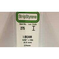  White Polystyrene I-Beam 0.156 x 14&quot; / 4mm x 36cm (3)  EG275