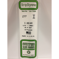 Evergreen White Polystyrene I-Beam 0.250 x 14&quot; / 6.4mm x 36cm (3)  EG277