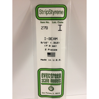White Polystyrene I-Beam 0.312 x 14&quot; / 7.9mm x 36cm (2) EG278