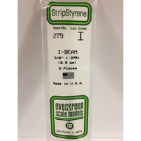  White Polystyrene I-Beam 0.375 x 14&quot; / 9.5mm x 36cm (2) EG279