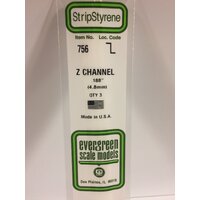  White Polystyrene Z Channel .188 x .094 x 14&quot; / 4.8mm x 2.4mm x 36cm (3) EG756