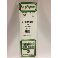  White Polystyrene Z Channel .250 x .125 x 14&quot; / 6.4mm x 3.2mm x 36cm (2)EG757 