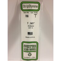  White Polystyrene T Profile 0.141 x 0.141 x 14&quot; 0.046 Thick / 3.6mm x 3.6mm x 36cm (3)  EG766