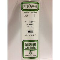  White Polystyrene T Profile 0.198 x 0.198 x 14&quot; 0.065 Thick / 5mm x 5mm x 36cm (3) EG767