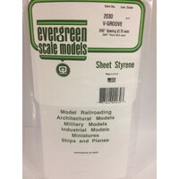 White Polystyrene V-Groove Siding Sheet 0.030 x 6 x 12&quot; / 0.76mm x 15cm x 30cm (1)  EG2030