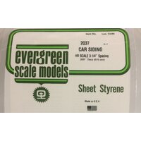 White Polystyrene HO-Scale Car Siding Sheet 0.02 x 6 x 12&quot; / 0.51mm x 15cm x 30cm (1) EG2037