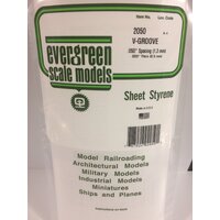  White Polystyrene V-Groove Siding Sheet 0.050 x 6 x 12&quot; / 1.3mm x 15cm x 30cm (1) EG2050 