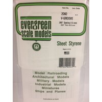  White Polystyrene V-Groove Siding Sheet 0.060 x 6 x 12&quot; / 1.5mm x 15cm x 30cm (1) EG2060