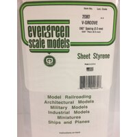  White Polystyrene V-Groove Siding Sheet 0.080 x 6 x 12&quot; / 2mm x 15cm x 30cm (1)  EG2080