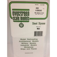  White Polystyrene V-Groove Siding Sheet 0.050 x 6 x 12&quot; / 1.3mm x 15cm x 30cm (1) EG4050