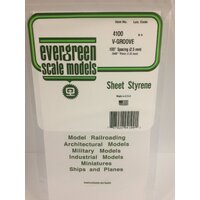 White Polystyrene V-Groove Siding Sheet 0.100 x 6 x 12&quot; / 2.5mm x 15cm x 30cm (1)  EG4100
