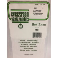  White Polystyrene Clapboard Siding Sheet 0.100 x 6 x 12&quot; / 2.5mm x 15cm x 30cm (1) EG4101 