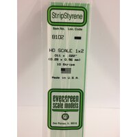 White Polystyrene HO Scale Strip 0.011 x 0.023 x 14&quot; (10) EG8102