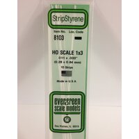White Polystyrene HO Scale Strip 0.011 x 0.034 x 14&quot; (10) EG8103