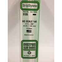 White Polystyrene HO Scale Strip 0.011 x 0.069 x 14&quot; (10) EG8106