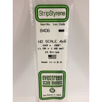  White Polystyrene HO Scale Strip 0.046 x 0.069 x 14&quot; (10) EG8406