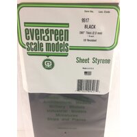 0.080 x 6 x 12&quot; / 2mm x 15cm x 30cm (1) Black Styrene Sheet .080  EG9517 