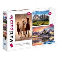  Multi Puzzle 1x 500 plus 2x 1000pc puzzles (Cle08107)