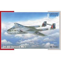 1:72 DH.100 Vampire MK.I &quot;Raf,RAAF and Arm&#39;ee de I&#39;Air Plastic Model Kit *Aus Decals* SH-72383